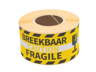 Waarschuwingsetiket Rillprint fragile 46x125mm geel 250 stuks - 2