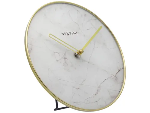Tafelklok Ø 20cm Glas / Metaal Wit 'Marble'