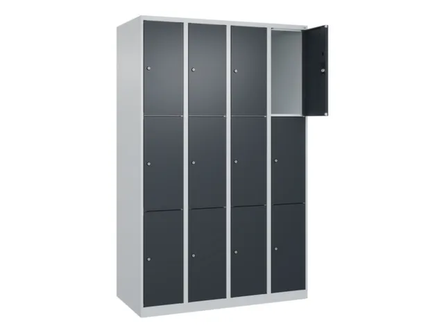 lockerkast,HxBxD 1850x1200x500mm,4x3vakken,vak B 300mm,cil.-slot