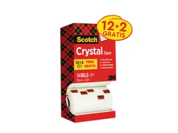 Plakband Scotch Crystal 600 19mmx33m transparant 12+2 gratis