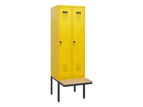locker met bank,HxBxD 1950x600x815mm,2vak,vak B 300mm,draaigrendel
