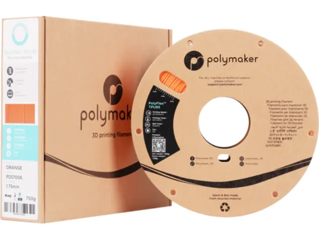 Polymaker 3D filament PolyFlex TPU-95A 1,75mm Oranje 0.75kg