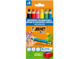 Kleurpotloden BicKids Multi Surface + puntenslijper assorti 6 stuks - 2