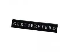 Emga Kunststof tafelbord Gereserveerd 2-zijdig 20x5cm Zwart Wit