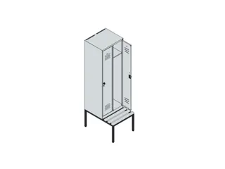 locker met bank,HxBxD 2120x600x815mm,2vak,vak B 300mm,draaigrendel - 6