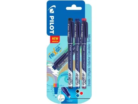 Pilot Frixion Fineliner 1.3mm Fijne punt 3 stuks Zwart Blauw Rood