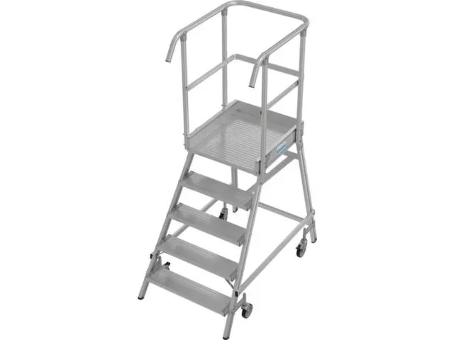 bordestrap,verrijdbaar,bordes H 1,2m,5treden,aluminium,4zwenkwielen