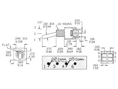 Verticale Subminiatuur Tuimelschakelaar Dpdt On-on Pcb/geen schroefdr.