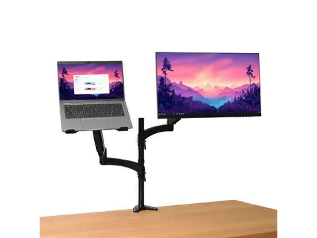 Mara monitorarm dubbele arm met 1 laptoparm zwart
