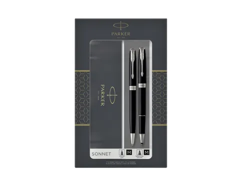 Balpen en Rollerpen Parker Sonnet black lacquer CT medium