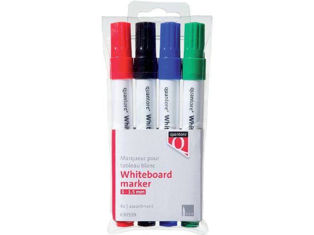 Whiteboardstift Quantore rond 1-1.5mm 4stuks assorti | WhiteboardOnline.be