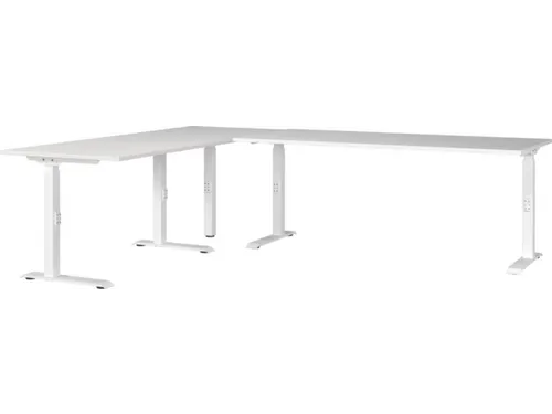 hoekbureau,in h. verstelb.,HxBxD 710-910x2600x2000mm,blad wit