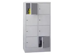 lockerkast,HxBxD 1518x800x500mm,2x4vakken,RAL7035,front RAL7035