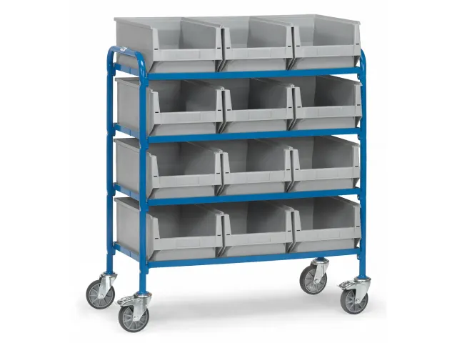 Bijzetwagen Met 12 Magazijnbakken 32941 250kg Hout 940x470mm Ral5007