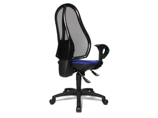 Siège De Bureau Pivotant Assise Bleue Dossier Mailles Noir