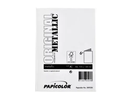 Correspondentiekaart Papicolor dubbel 105x148mm metallic parelwit 6 st
