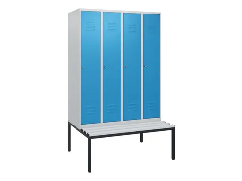 locker met bank,HxBxD 1950x1200x815mm,4vak,vak B 300mm,cil.-slot
