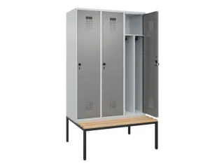 locker met bank,voor scheiding van kleding,HxBxD 2120x1200x815mm,3vak - 1