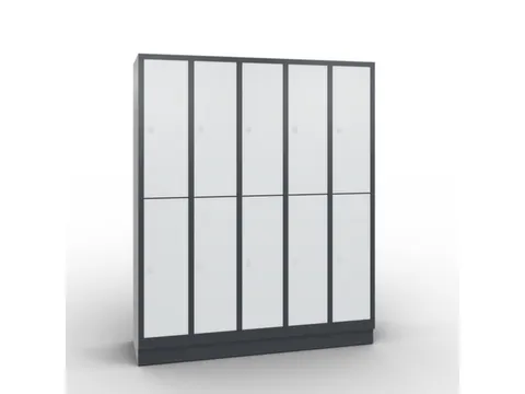 lockerkast draaigrendel 1800x1480x500 5x2vakken RAL7021 front RAL7035
