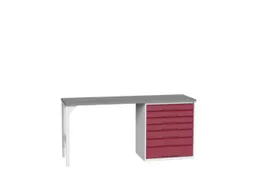 werkbank,HxBxD 930x2000x600mm,linoleumblad,2voeten/1container