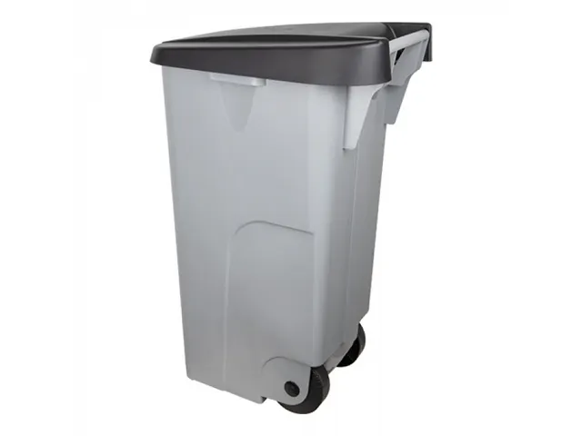 Denox Afvalcontainer Grijs met zwarte deksel 110 liter