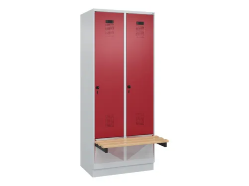 locker met bank,HxBxD 1950x800x815mm,2vak,vak B 400mm,draaigrendel