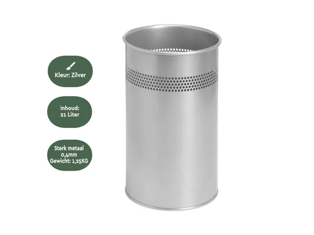 Papierbak Zilver Metaal 21 Liter
