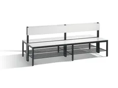 omkleedbank,HxLxD 796x2000x760mm,HPL wit,frame staal RAL7021,leuning