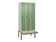 locker met bank,HxBxD 2120x900x815mm,3vak,vak B 300mm,draaigrendel