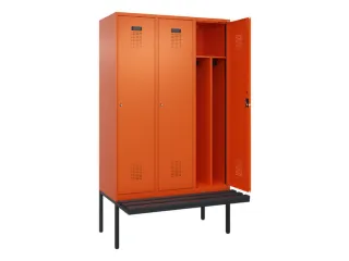 locker met bank,voor scheiding van kleding,HxBxD 2120x1200x815mm,3vak - 1