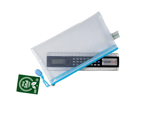 Trousse Foldersys EVA 120x220mm transparent zip bleu pastel