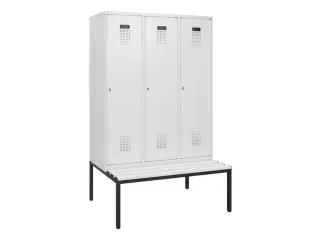 locker met bank,HxBxD 1950x1200x815mm,3vak,vak B 400mm,cilinderslot - 2
