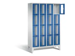 Lockerkast 1850x1190x500mm 4x4 vakken Cilinderslot Poten, RAL5010