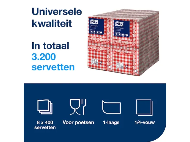Tork 509350 Lunchservet Red Check 32,8x32,5cm