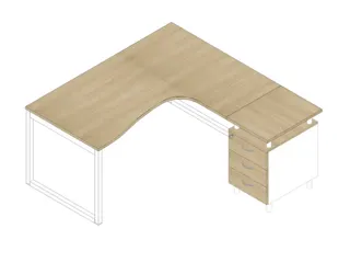 Bureauset Bureau Staand Ladeblok Rechts 730x1600x1650mm Eiken Wit - 1