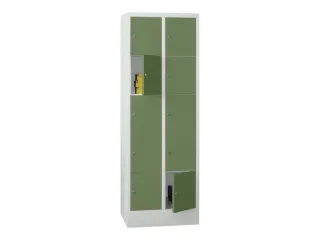 lockerkast,HxBxD 1850x600x500mm,2x5vakken,RAL7035,front RAL6011 - 2