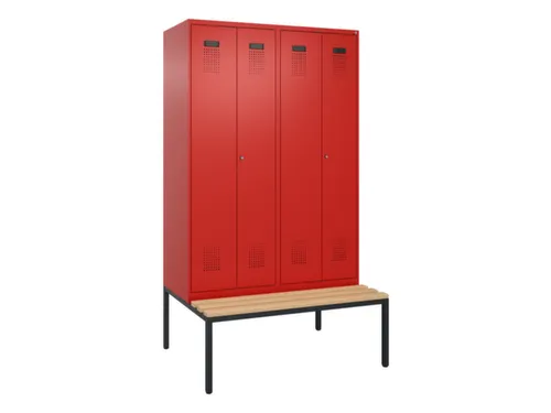 PBM-locker met bank,HxBxD 2120x1200x815mm,4vak,vak B 300mm