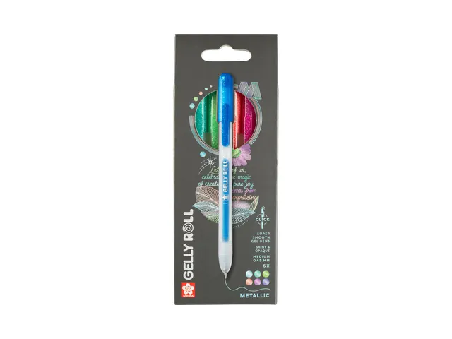 Gelschrijver Sakura Gelly Roll Metallic 08 klikfunctie set à 6 kleure