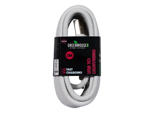 Kabel Green Mouse USB-A to Lightning data Woven 2m blisterverpakking