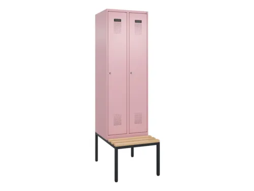 locker met bank,voor scheiding van kleding,HxBxD 2120x600x815mm,2vak