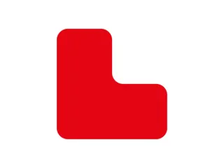 plaksymbool,L-vorm,markering HxB 100x100mm,polycarbonaat,rood - 1