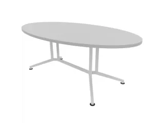 vergadertafel,HxBxD 740x2400x1100mm,ovaal,V-vormonderstel wit - 1