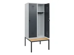 locker met bank,HxBxD 1950x800x815mm,2vak,vak B 400mm,draaigrendel