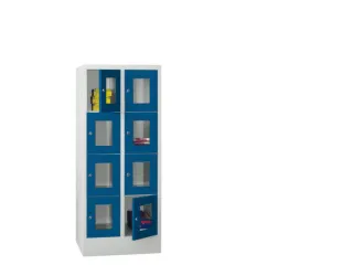 lockerkast,HxBxD 1518x600x500mm,2x4vakken,RAL7035,front RAL5010 - 2