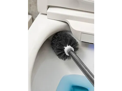 Kunststof toiletborstel wit met ronde voet en wandfunctie