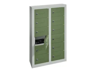 lockerkast,HxBxD 815x460x200mm,2x6vakken,RAL7035,front RAL6011 - 3
