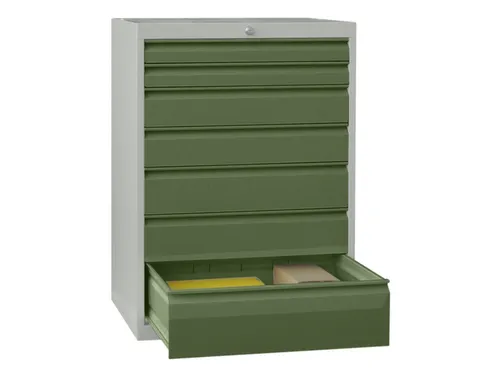 ladekast HxBxD 1000x715x600mm 7laden slot RAL7035 front RAL6011