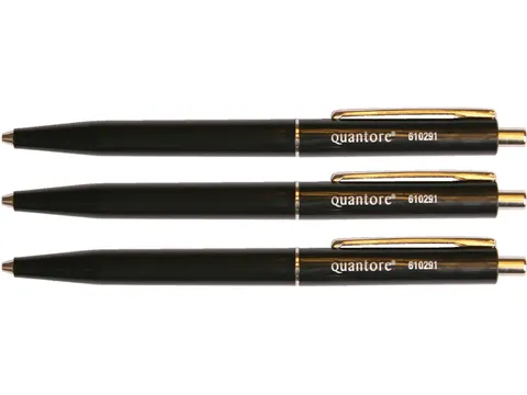 Balpen Quantore drukknop met metalen clip zwart medium Voordeelbundel