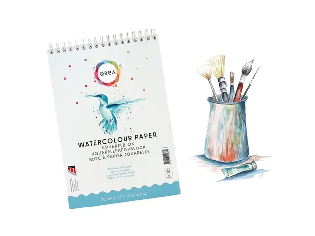 Aquarelblok Qrea A5 20 vel 200gr spiraal