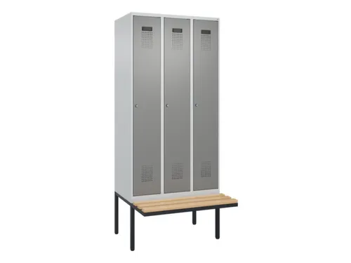 locker met bank,HxBxD 2120x900x815mm,3vak,vak B 300mm,cilinderslot